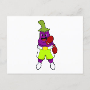 Eggplant at Boxing with Boxing gloves Postcard