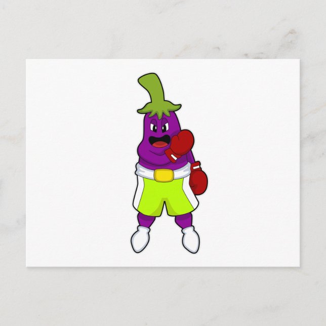 Eggplant at Boxing with Boxing gloves Postcard (Front)