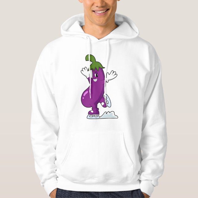 Eggplant at Ice skating with Ice skates Hoodie (Front)