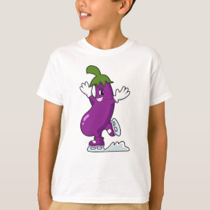 Eggplant at Ice skating with Ice skates T-Shirt