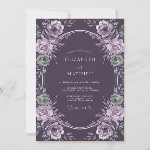Eggplant Atmospheric Winter Wedding Invitation