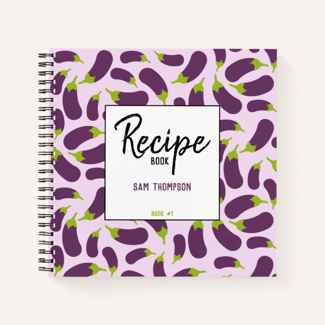 Eggplant Aubergine Purple Vegetable Blank Recipe Notebook (Front)