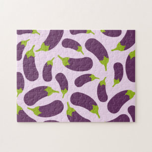 Eggplant Aubergine Purple Vegetable Pattern Design Jigsaw Puzzle