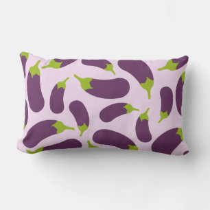 Eggplant Aubergine Purple Vegetable Pattern Design Lumbar Cushion
