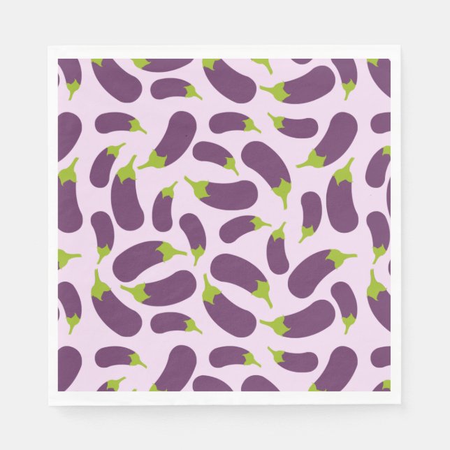 Eggplant Aubergine Purple Vegetable Pattern Design Napkin (Front)