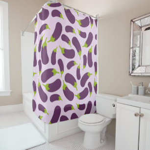 Eggplant Aubergine Purple Vegetable Pattern Design Shower Curtain