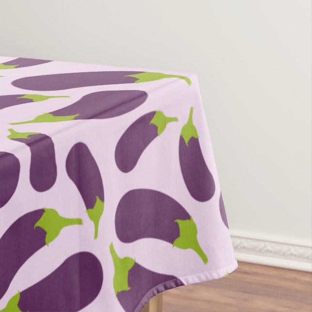Eggplant Aubergine Purple Vegetable Pattern Design Tablecloth (In Situ)