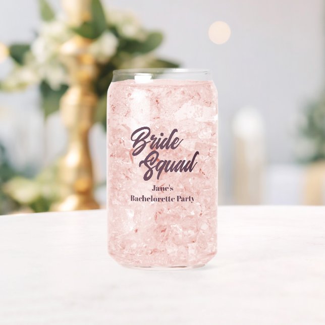 Eggplant Bride Squad Bachelorette Party Can Glass (Insitu (Wedding))