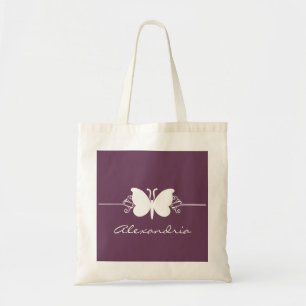 Eggplant Butterfly Swirls Tote Bag