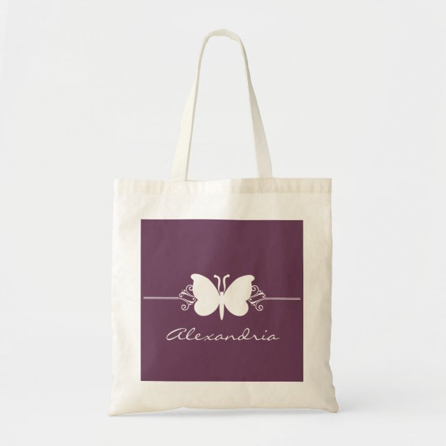 Eggplant Butterfly Swirls Tote Bag (Front)