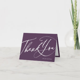 Eggplant-Calligraphy-Stylish-folded-Mod-Business Thank You Card