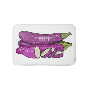 Eggplant cartoon illustration bath mat