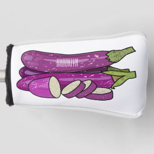 Eggplant cartoon illustration golf head cover