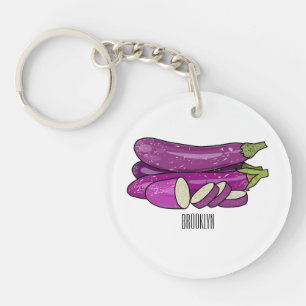Eggplant cartoon illustration key ring