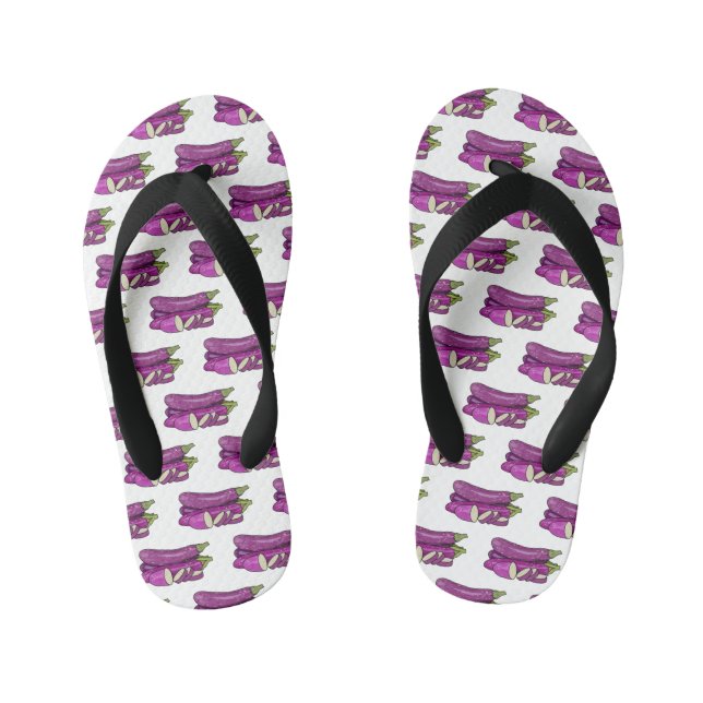 Eggplant cartoon illustration kid's thongs (Footbed)