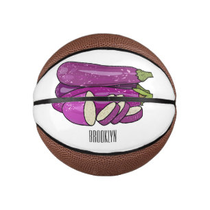 Eggplant cartoon illustration mini basketball
