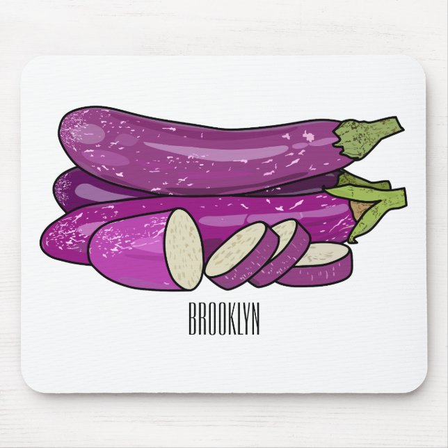 Eggplant cartoon illustration mouse pad (Front)