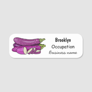 Eggplant cartoon illustration name tag