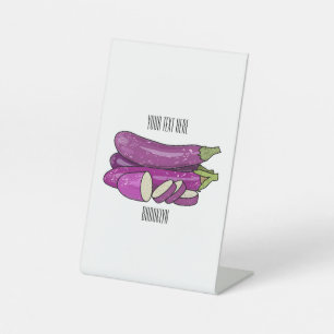 Eggplant cartoon illustration pedestal sign
