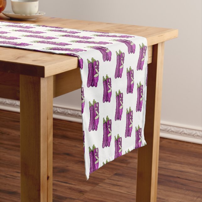 Eggplant cartoon illustration short table runner (In Situ)