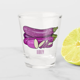 Eggplant cartoon illustration shot glass