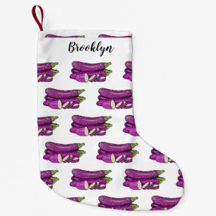 Eggplant cartoon illustration small christmas stocking