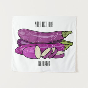 Eggplant cartoon illustration tapestry