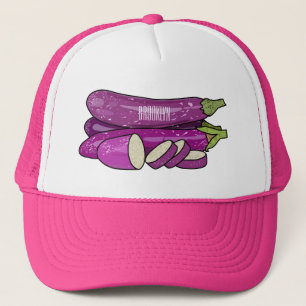 Eggplant cartoon illustration trucker hat