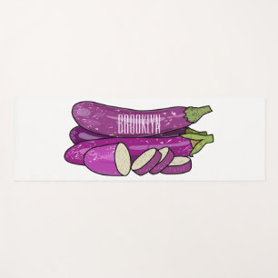 Eggplant cartoon illustration yoga mat