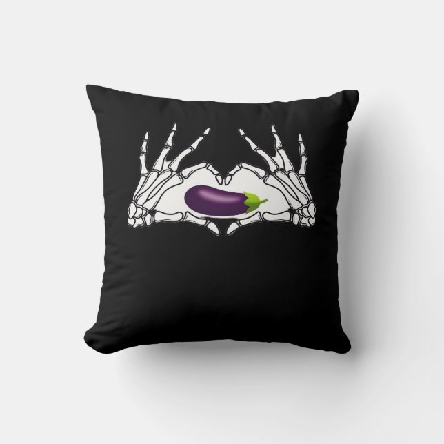 Eggplant Classic - Skeleton Hands Heart Cushion (Front)
