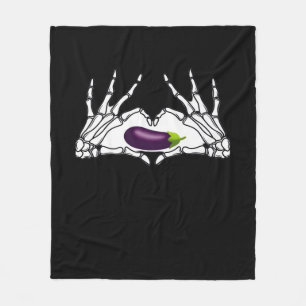 Eggplant Classic - Skeleton Hands Heart Fleece Blanket