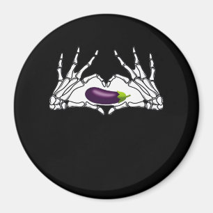 Eggplant Classic - Skeleton Hands Heart Magnet