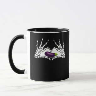 Eggplant Classic - Skeleton Hands Heart Mug