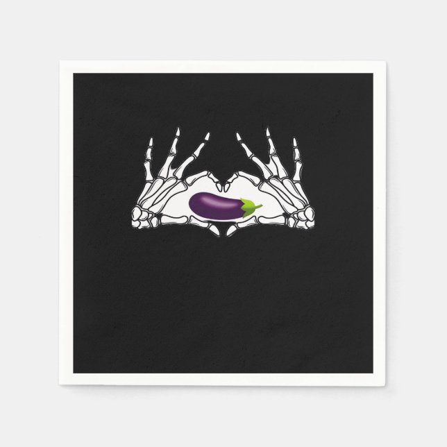 Eggplant Classic - Skeleton Hands Heart Napkin (Front)