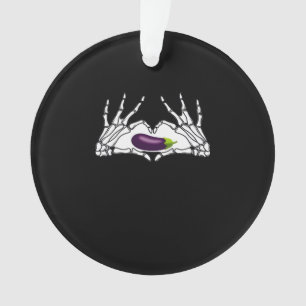 Eggplant Classic - Skeleton Hands Heart Ornament