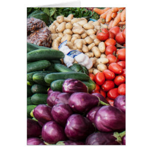 Eggplant Cucumbers Tomatoes Potatoes Greeting Card