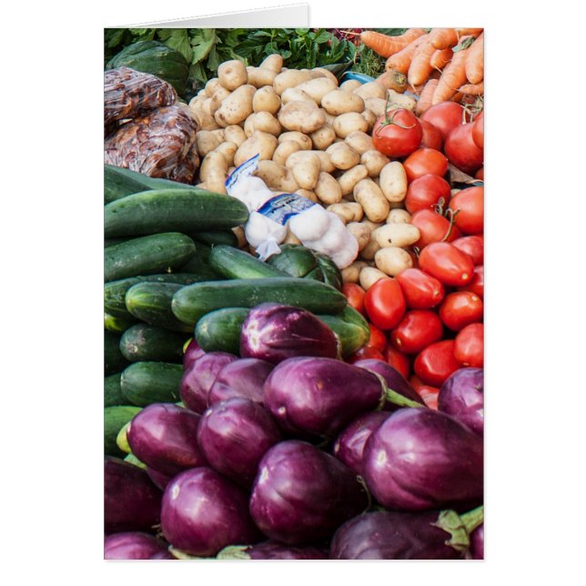 Eggplant Cucumbers Tomatoes Potatoes Greeting Card (Front)