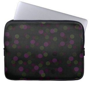 eggplant, dark purple, olive and black polka dots laptop sleeve