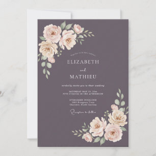 Eggplant Dramatic Winter Wedding Invitation