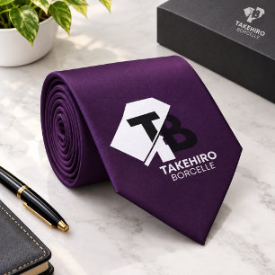 Eggplant Elegant Monogram+Name one-Sided Neck Tie