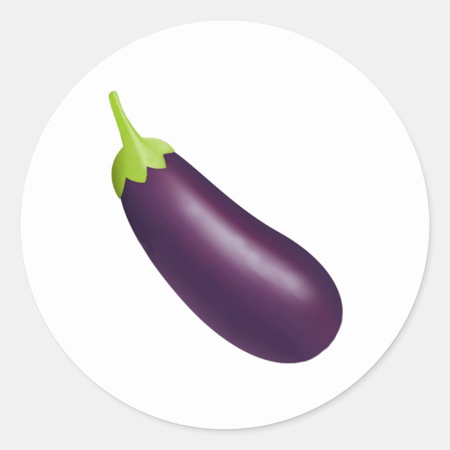 Eggplant Emoji Classic Round Sticker (Front)