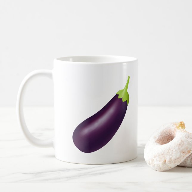 Eggplant Emoji Coffee Mug (With Donut)