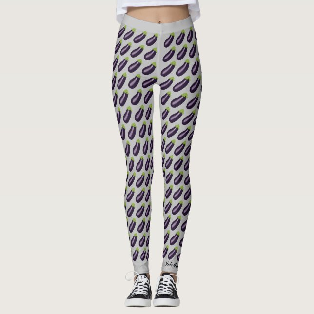 Eggplant Emoji Leggings (Front)