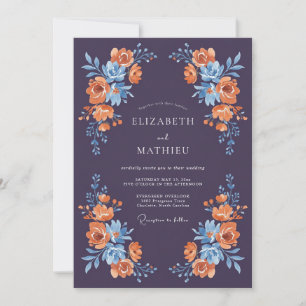 Eggplant Exquisite Autumnal Wedding Invitation