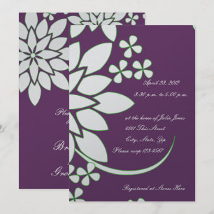 Eggplant Floral Bridal Shower Invitation
