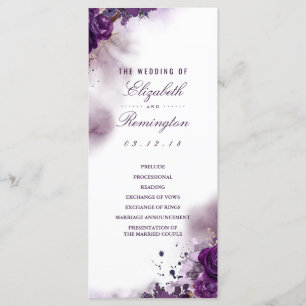 Eggplant Floral Watercolor Wedding Programs