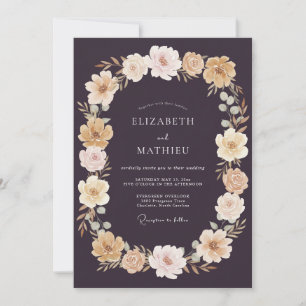 Eggplant Flourishing Fall Wedding Invitation