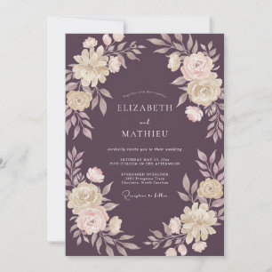 Eggplant Majestic Winter Wedding Invitation