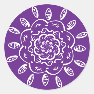 Eggplant Mandala Classic Round Sticker