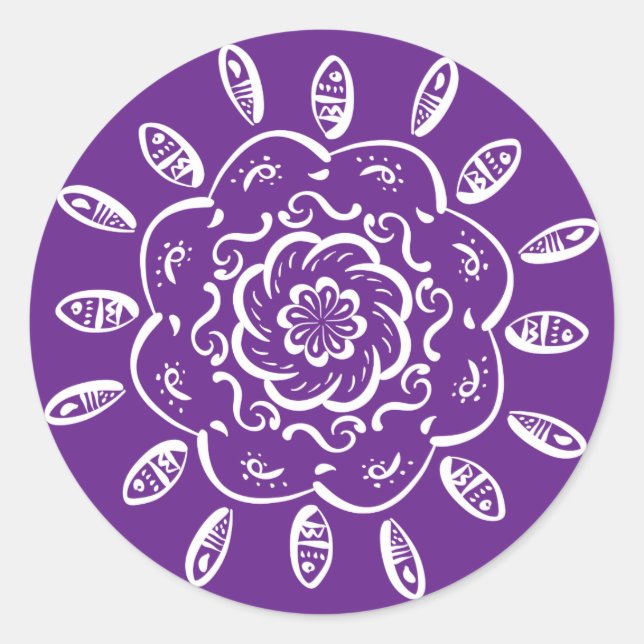 Eggplant Mandala Classic Round Sticker (Front)